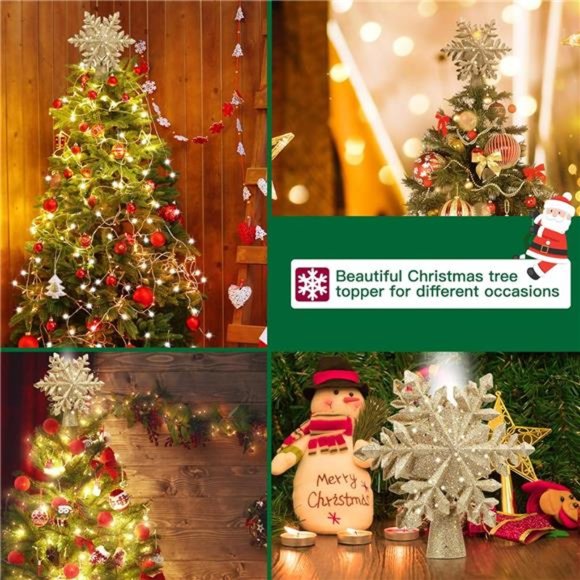 Christmas Tree Topper Lighted with Golden Snowflake Projector, Led - Picture 5 of 6